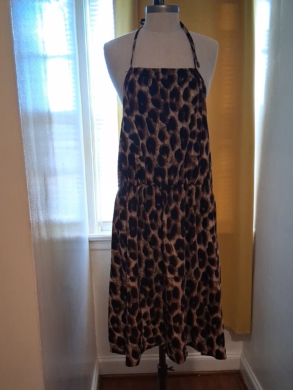 Universal Thread Leopard Print Halter Maxi Dress in Brown and Black